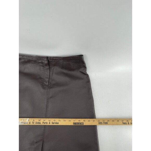 Vintage Clio Women's Brown Lined Leather Midi Pencil Skirt Y2K Size 12 - Picture 14 of 16